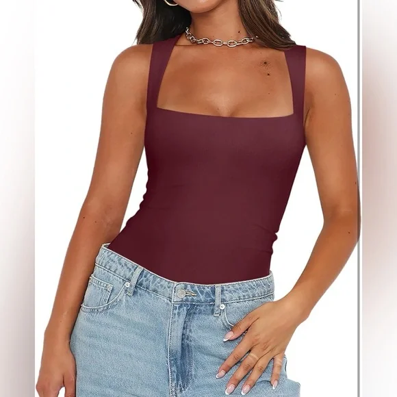 REORIA Butsmooth Square Neck Double Lined Bodysuit EUC - Picture 1 of 6